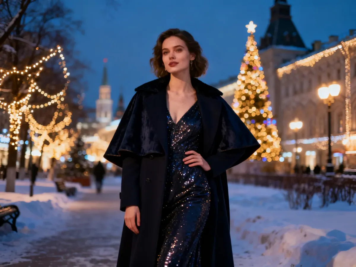 Sylwestrowa stylizacja z eleganckim płaszczem na chłodny wieczór